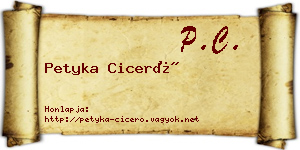 Petyka Ciceró névjegykártya